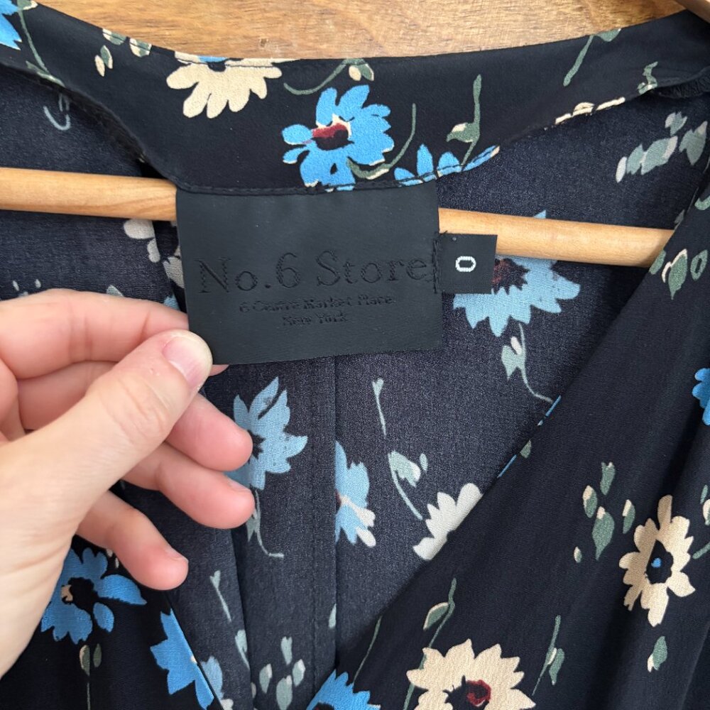 No. 6 Store Romy Jumpsuit in Black and Blue Falling Floral - Picture 5 of 11